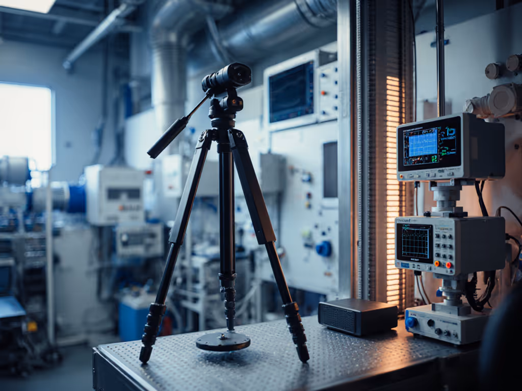 engineer_measuring_tripod_vibration_amplitude_in_wind_tunnel